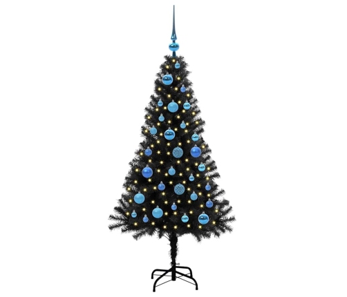 Ziemassvētku Eglīte Su 150 Led Ar Statīvu Melna 150 Cm Pvc Vidaxl