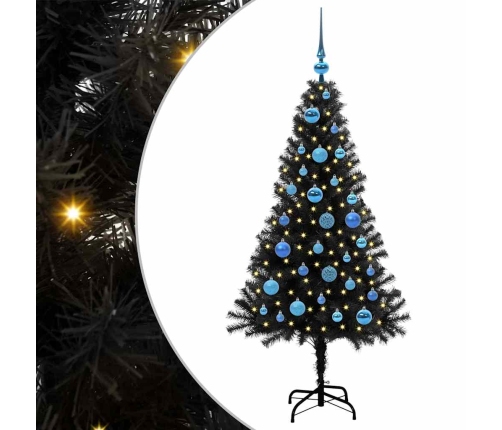 Ziemassvētku Eglīte Su 150 Led Ar Statīvu Melna 150 Cm Pvc Vidaxl