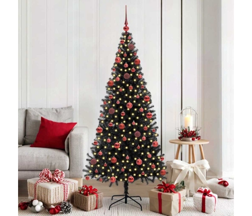 Ziemassvētku Eglīte Su 300 Led Ar Statīvu Melna 180 Cm Pvc Vidaxl