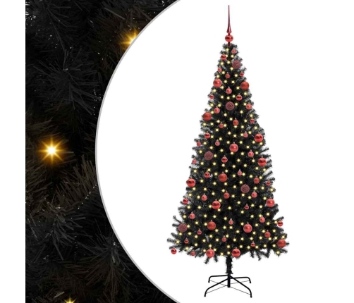 Ziemassvētku Eglīte Su 300 Led Ar Statīvu Melna 180 Cm Pvc Vidaxl