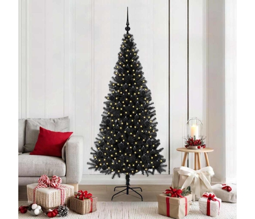 Ziemassvētku Eglīte Su 300 Led Ar Statīvu Melna 180 Cm Pvc Vidaxl