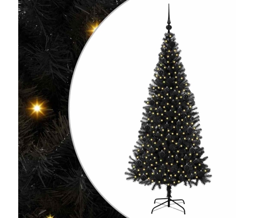 Ziemassvētku Eglīte Su 300 Led Ar Statīvu Melna 180 Cm Pvc Vidaxl