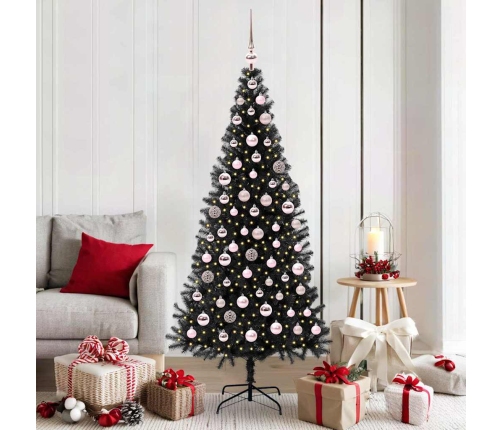 Ziemassvētku Eglīte Su 300 Led Ar Statīvu Melna 180 Cm Pvc Vidaxl