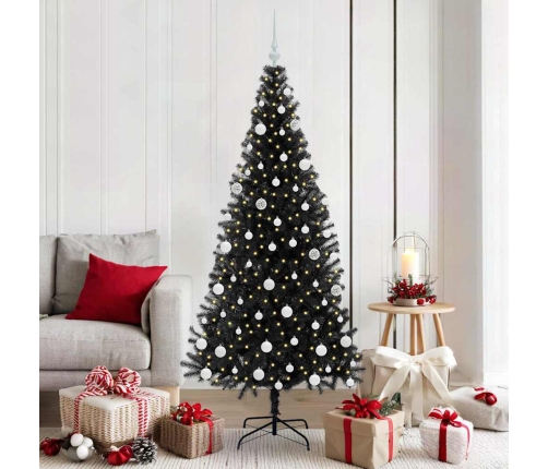 Ziemassvētku Eglīte Su 300 Led Ar Statīvu Melna 180 Cm Pvc Vidaxl