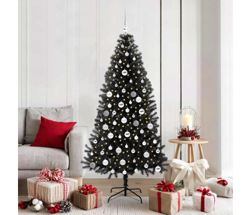 Ziemassvētku Eglīte Su 300 Led Ar Statīvu Melna 180 Cm Pvc Vidaxl