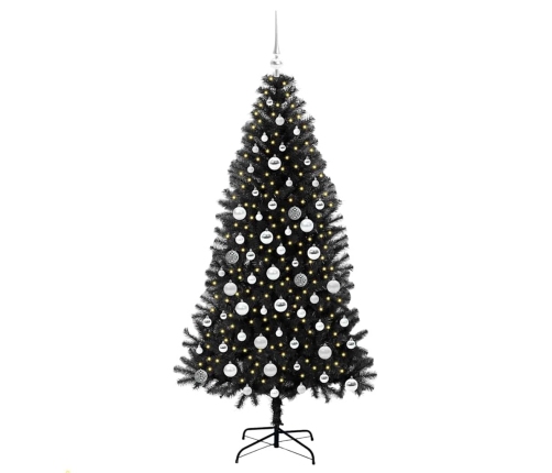 Ziemassvētku Eglīte Su 300 Led Ar Statīvu Melna 180 Cm Pvc Vidaxl