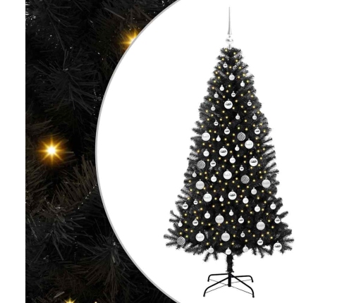 Ziemassvētku Eglīte Su 300 Led Ar Statīvu Melna 180 Cm Pvc Vidaxl