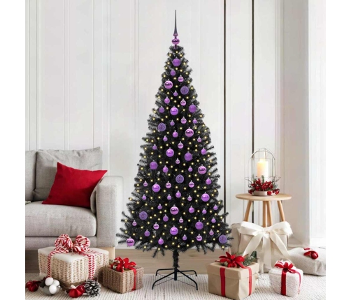 Ziemassvētku Eglīte Su 300 Led Ar Statīvu Melna 180 Cm Pvc Vidaxl