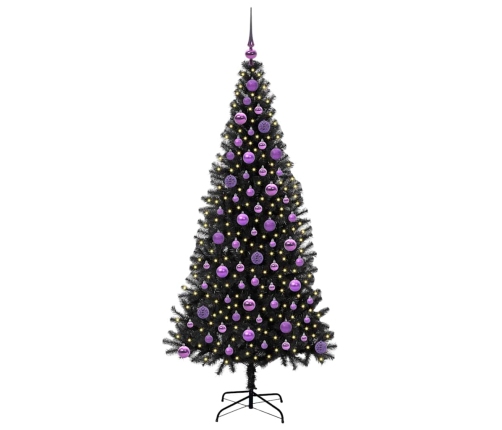 Ziemassvētku Eglīte Su 300 Led Ar Statīvu Melna 180 Cm Pvc Vidaxl