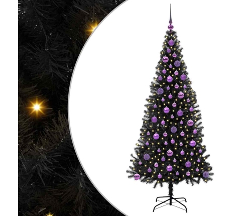 Ziemassvētku Eglīte Su 300 Led Ar Statīvu Melna 180 Cm Pvc Vidaxl