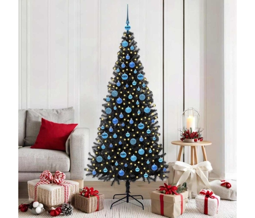 Ziemassvētku Eglīte Su 300 Led Ar Statīvu Melna 180 Cm Pvc Vidaxl