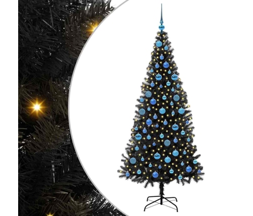 Ziemassvētku Eglīte Su 300 Led Ar Statīvu Melna 180 Cm Pvc Vidaxl