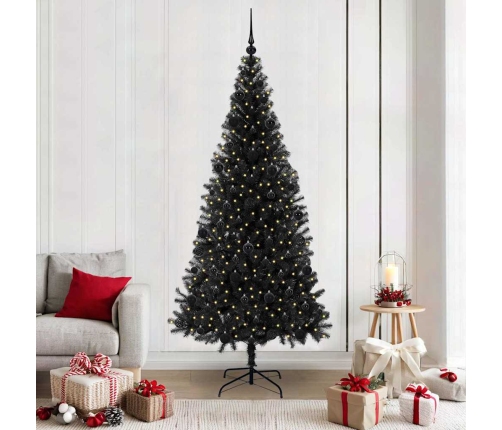 Ziemassvētku Eglīte Su 300 Led Ar Statīvu Melna 210 Cm Pvc Vidaxl