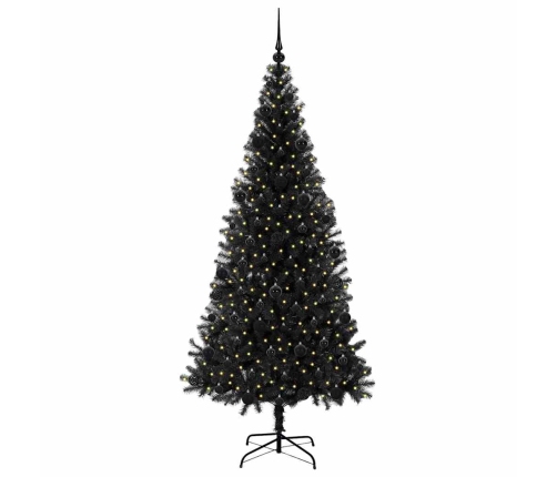 Ziemassvētku Eglīte Su 300 Led Ar Statīvu Melna 210 Cm Pvc Vidaxl