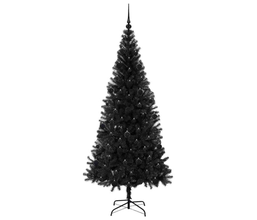 Ziemassvētku Eglīte Su 300 Led Ar Statīvu Melna 210 Cm Pvc Vidaxl