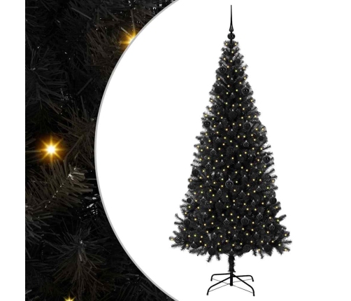 Ziemassvētku Eglīte Su 300 Led Ar Statīvu Melna 210 Cm Pvc Vidaxl