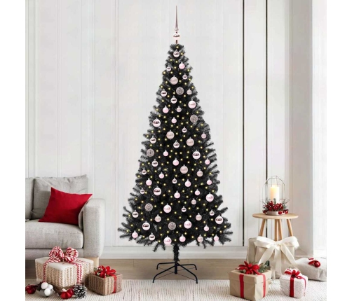 Ziemassvētku Eglīte Su 300 Led Ar Statīvu Melna 210 Cm Pvc Vidaxl