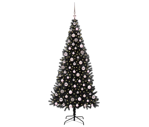 Ziemassvētku Eglīte Su 300 Led Ar Statīvu Melna 210 Cm Pvc Vidaxl