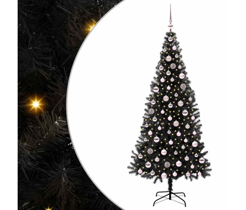 Ziemassvētku Eglīte Su 300 Led Ar Statīvu Melna 210 Cm Pvc Vidaxl