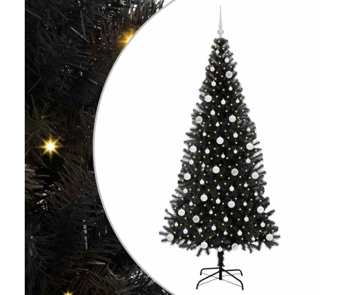 Ziemassvētku Eglīte Su 300 Led Ar Statīvu Melna 210 Cm Pvc Vidaxl