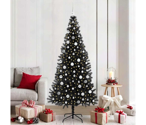 Ziemassvētku Eglīte Su 300 Led Ar Statīvu Melna 210 Cm Pvc Vidaxl