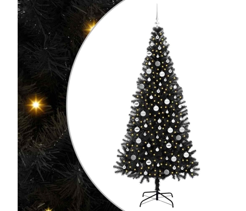 Ziemassvētku Eglīte Su 300 Led Ar Statīvu Melna 210 Cm Pvc Vidaxl