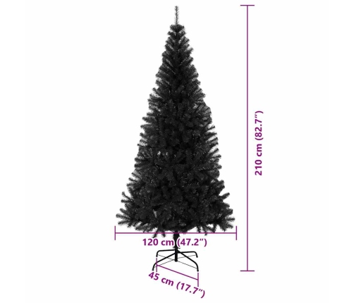 Ziemassvētku Eglīte Su 300 Led Ar Statīvu Melna 210 Cm Pvc Vidaxl