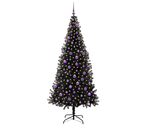 Ziemassvētku Eglīte Su 300 Led Ar Statīvu Melna 210 Cm Pvc Vidaxl