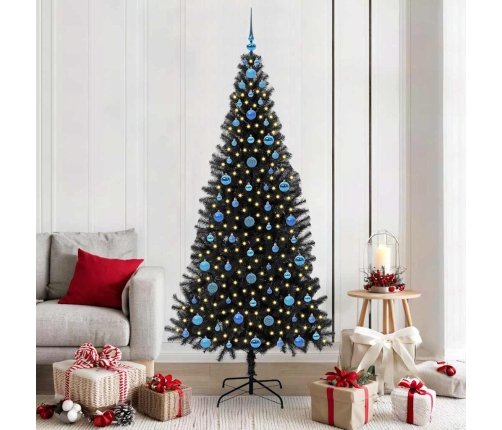 Ziemassvētku Eglīte Su 300 Led Ar Statīvu Melna 210 Cm Pvc Vidaxl