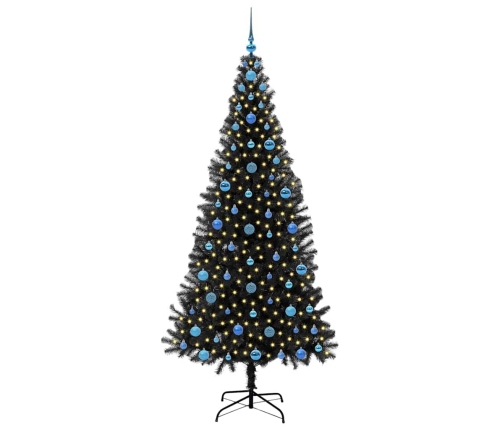 Ziemassvētku Eglīte Su 300 Led Ar Statīvu Melna 210 Cm Pvc Vidaxl