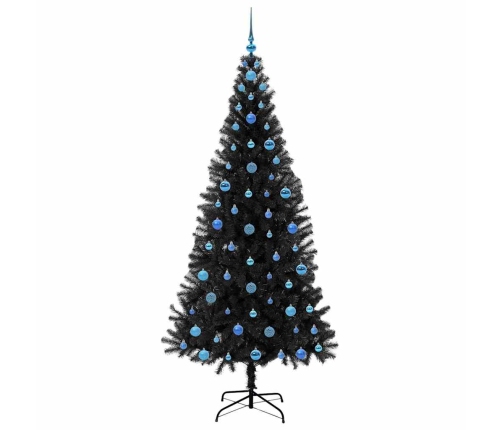 Ziemassvētku Eglīte Su 300 Led Ar Statīvu Melna 210 Cm Pvc Vidaxl