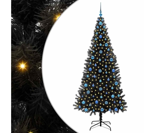 Ziemassvētku Eglīte Su 300 Led Ar Statīvu Melna 210 Cm Pvc Vidaxl