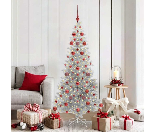Ziemassvētku Eglīte Su 300 Led Ar Statīvu Sudraba 180 Cm Pet Vidaxl