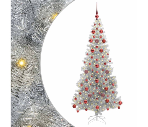 Ziemassvētku Eglīte Su 300 Led Ar Statīvu Sudraba 180 Cm Pet Vidaxl