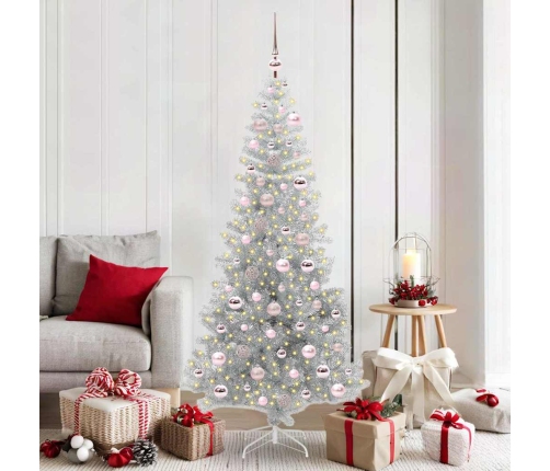 Ziemassvētku Eglīte Su 300 Led Ar Statīvu Sudraba 180 Cm Pet Vidaxl