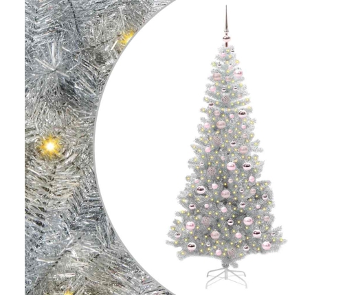 Ziemassvētku Eglīte Su 300 Led Ar Statīvu Sudraba 180 Cm Pet Vidaxl