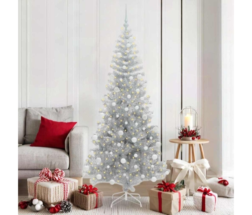 Ziemassvētku Eglīte Su 300 Led Ar Statīvu Sudraba 180 Cm Pet Vidaxl