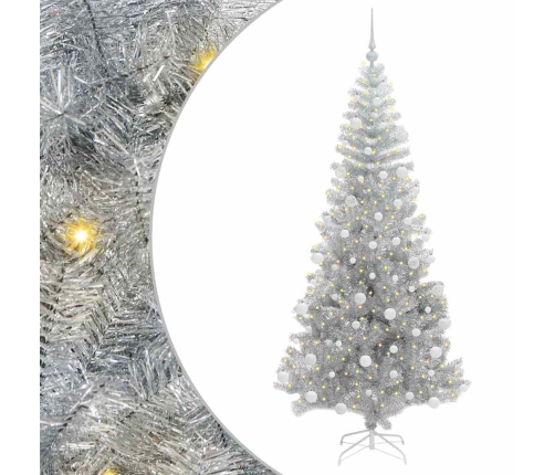 Ziemassvētku Eglīte Su 300 Led Ar Statīvu Sudraba 180 Cm Pet Vidaxl