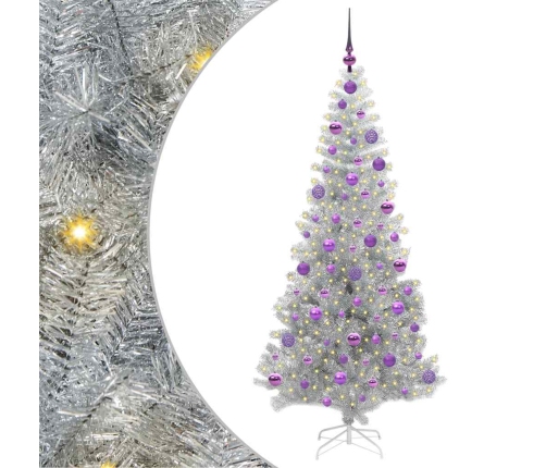 Ziemassvētku Eglīte Su 300 Led Ar Statīvu Sudraba 180 Cm Pet Vidaxl