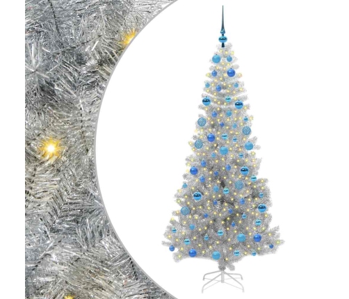 Ziemassvētku Eglīte Su 300 Led Ar Statīvu Sudraba 180 Cm Pet Vidaxl