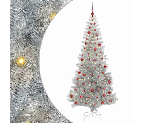 Ziemassvētku Eglīte Su 300 Led Ar Statīvu Sudraba 210 Cm Pet Vidaxl
