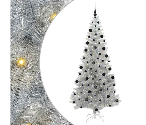 Ziemassvētku Eglīte Su 300 Led Ar Statīvu Sudraba 210 Cm Pet Vidaxl