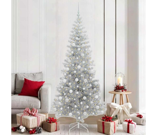 Ziemassvētku Eglīte Su 300 Led Ar Statīvu Sudraba 210 Cm Pet Vidaxl