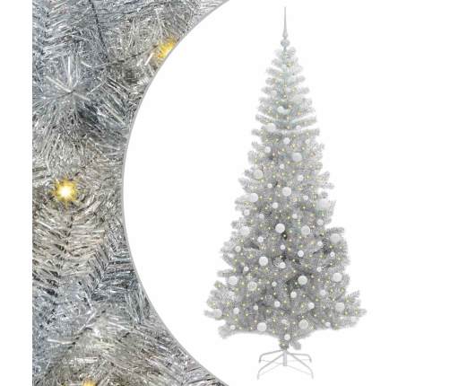 Ziemassvētku Eglīte Su 300 Led Ar Statīvu Sudraba 210 Cm Pet Vidaxl