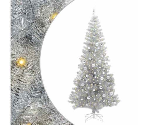 Ziemassvētku Eglīte Su 300 Led Ar Statīvu Sudraba 210 Cm Pet Vidaxl