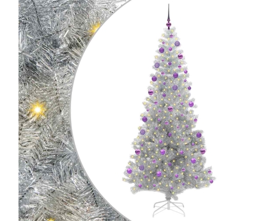 Ziemassvētku Eglīte Su 300 Led Ar Statīvu Sudraba 210 Cm Pet Vidaxl