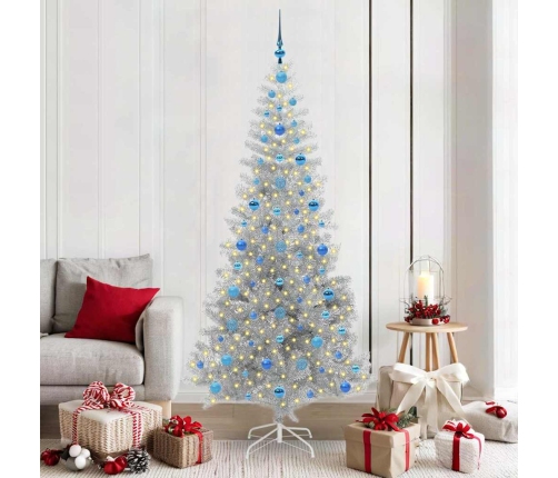 Ziemassvētku Eglīte Su 300 Led Ar Statīvu Sudraba 210 Cm Pet Vidaxl