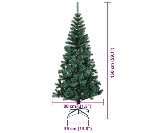 Mākslīgā Ziemassvētku Eglīte Zaļa 150 Cm Pvc Vidaxl