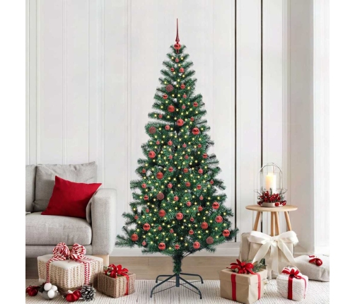 Mākslīgais Led Ziemassvētku Eglīte Zaļa 210 Cm Pvc Un Metāls Vidaxl