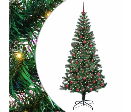 Mākslīgais Led Ziemassvētku Eglīte Zaļa 210 Cm Pvc Un Metāls Vidaxl